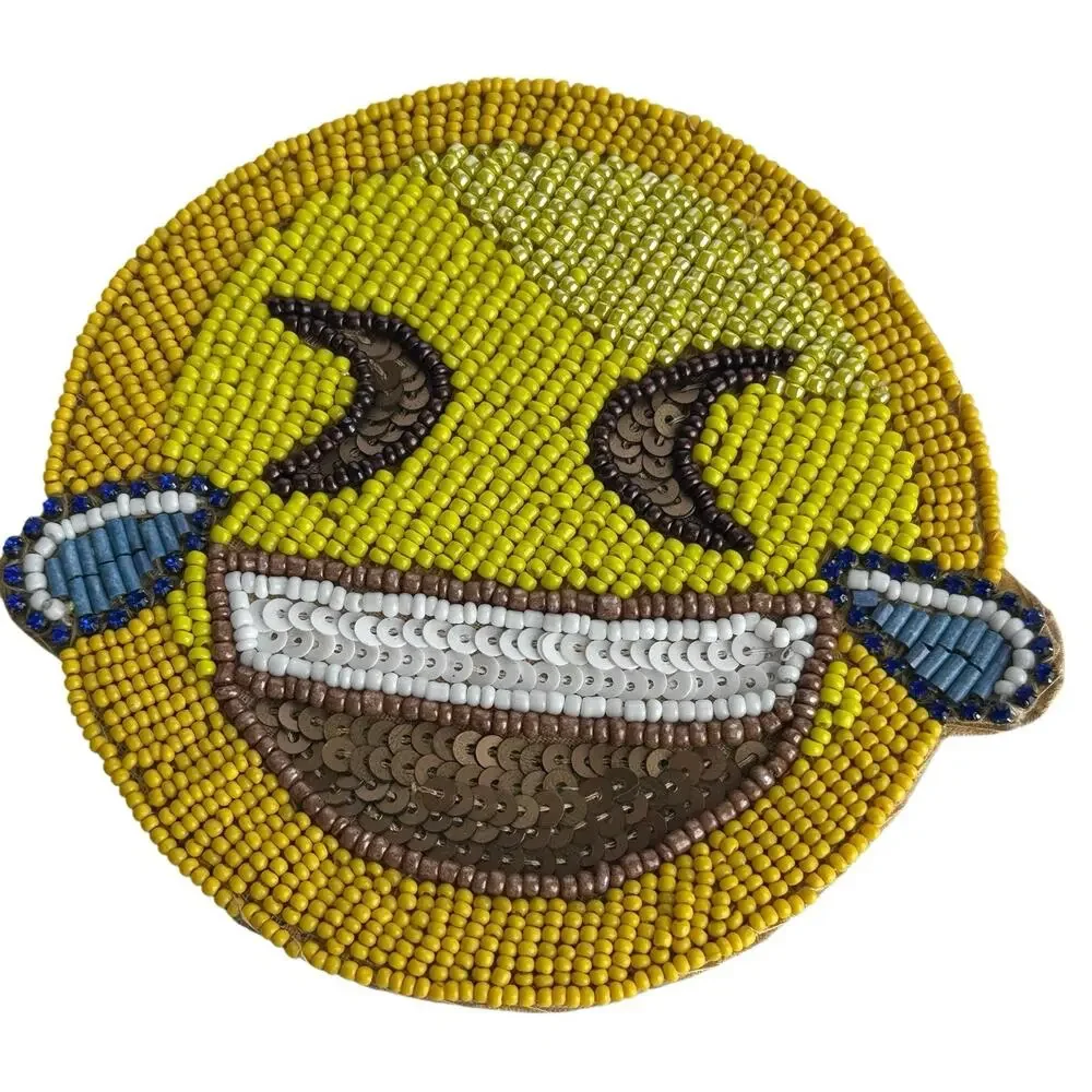 KIM SEYBERT Emoji Coasters set of 6 Glass Beaded